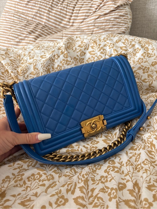 CHANEL Handbags - CHANEL Blue Quilted Leather Shoulder Bag with Gold Hardware